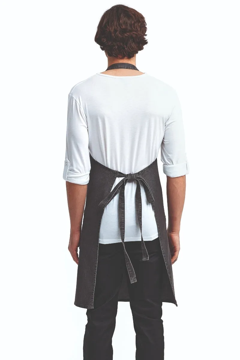 Black Denim Bib Adjustable Apron (4 Pocket Pouch)