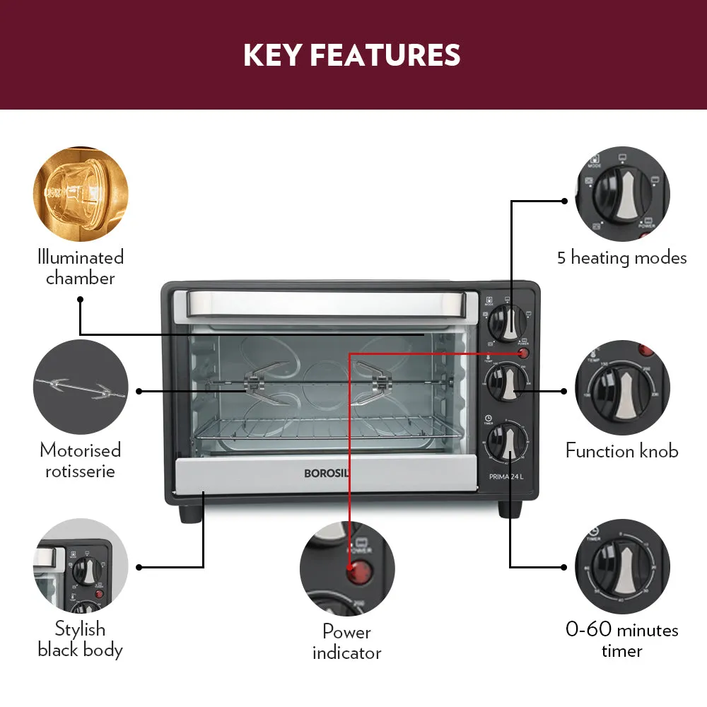 Borosil Prima 24L Oven Toaster Griller (OTG)