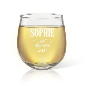 Bridesmaid Stemless Wine Glass