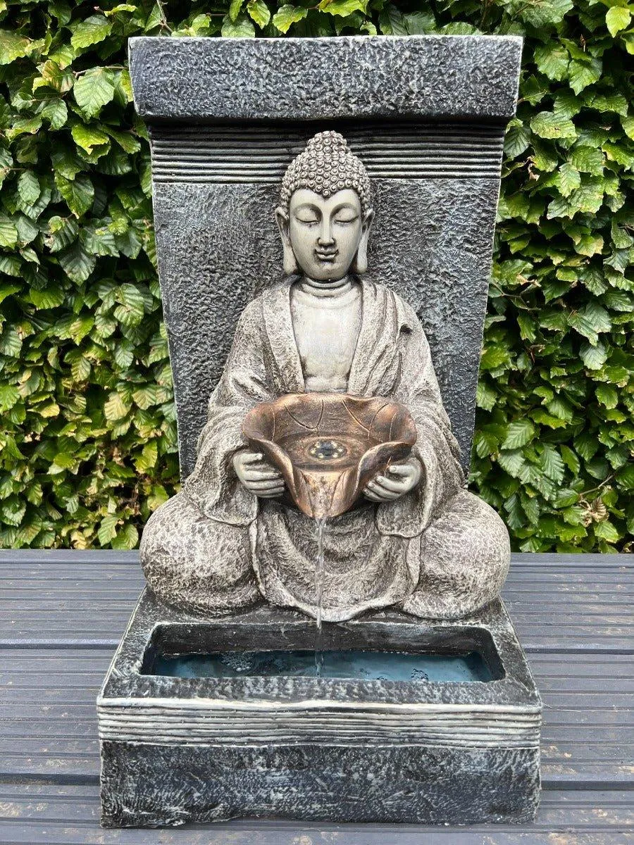 Buddha Water Feature with LED Light - Solar Panel 30x 32x51.5cm