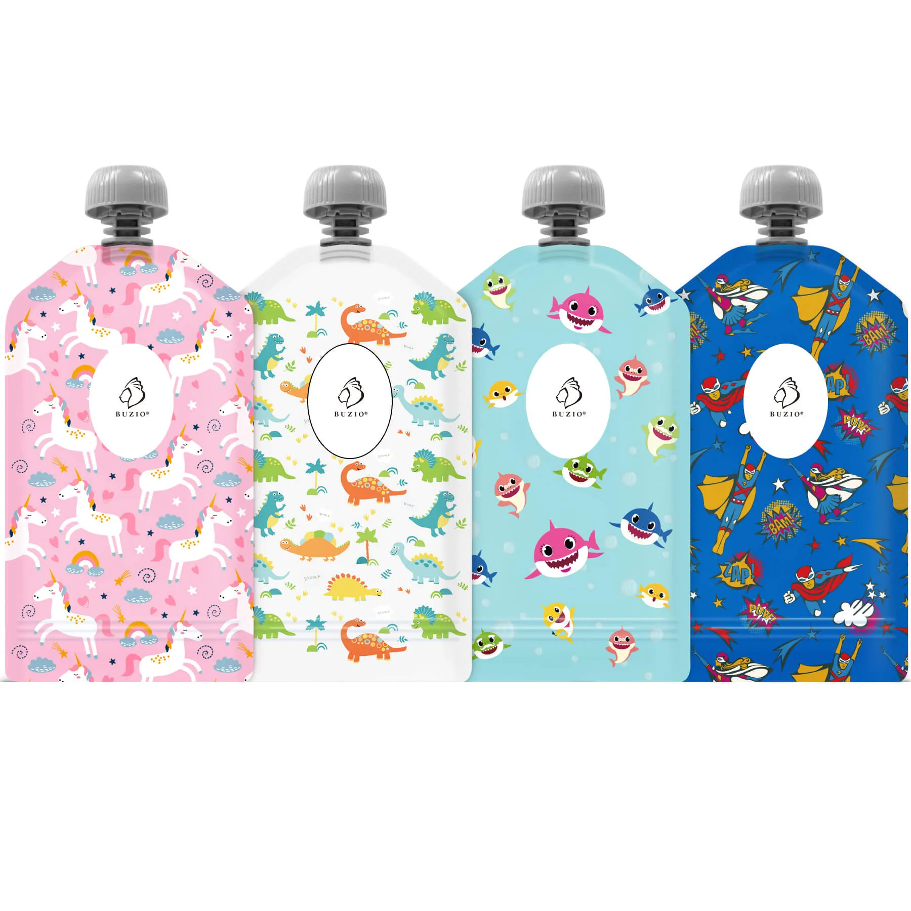 BUZIO Reusable Food Pouches for Kids | 5oz | 12 Packs