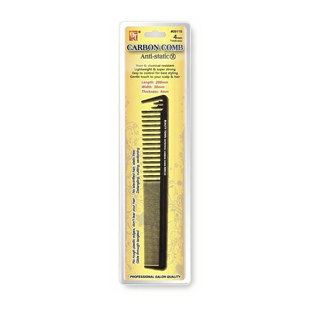 CARBON HOOK WIDE TEETH STYLING COMB (200 X 30 X 4 MM)