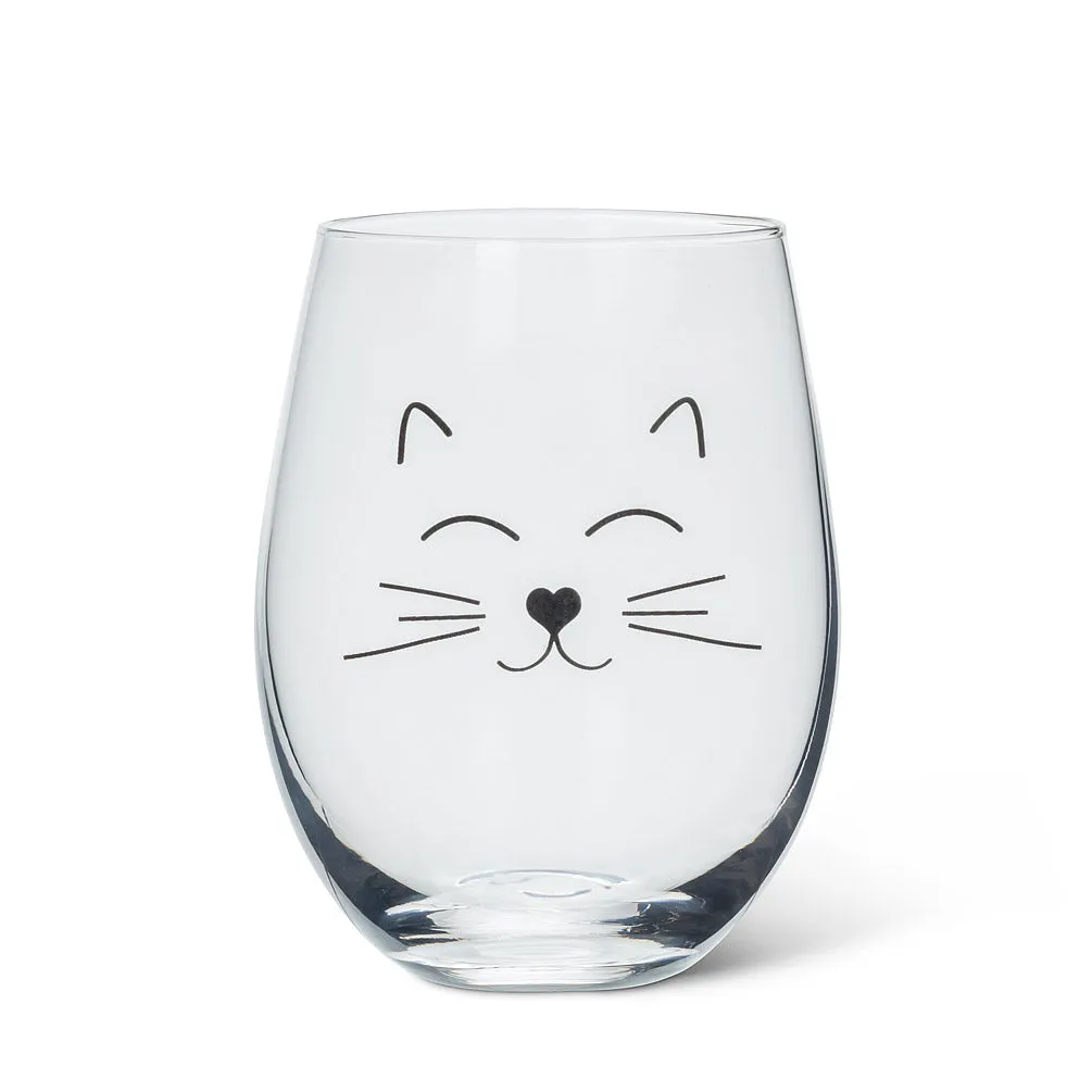 cat face | stemless glass