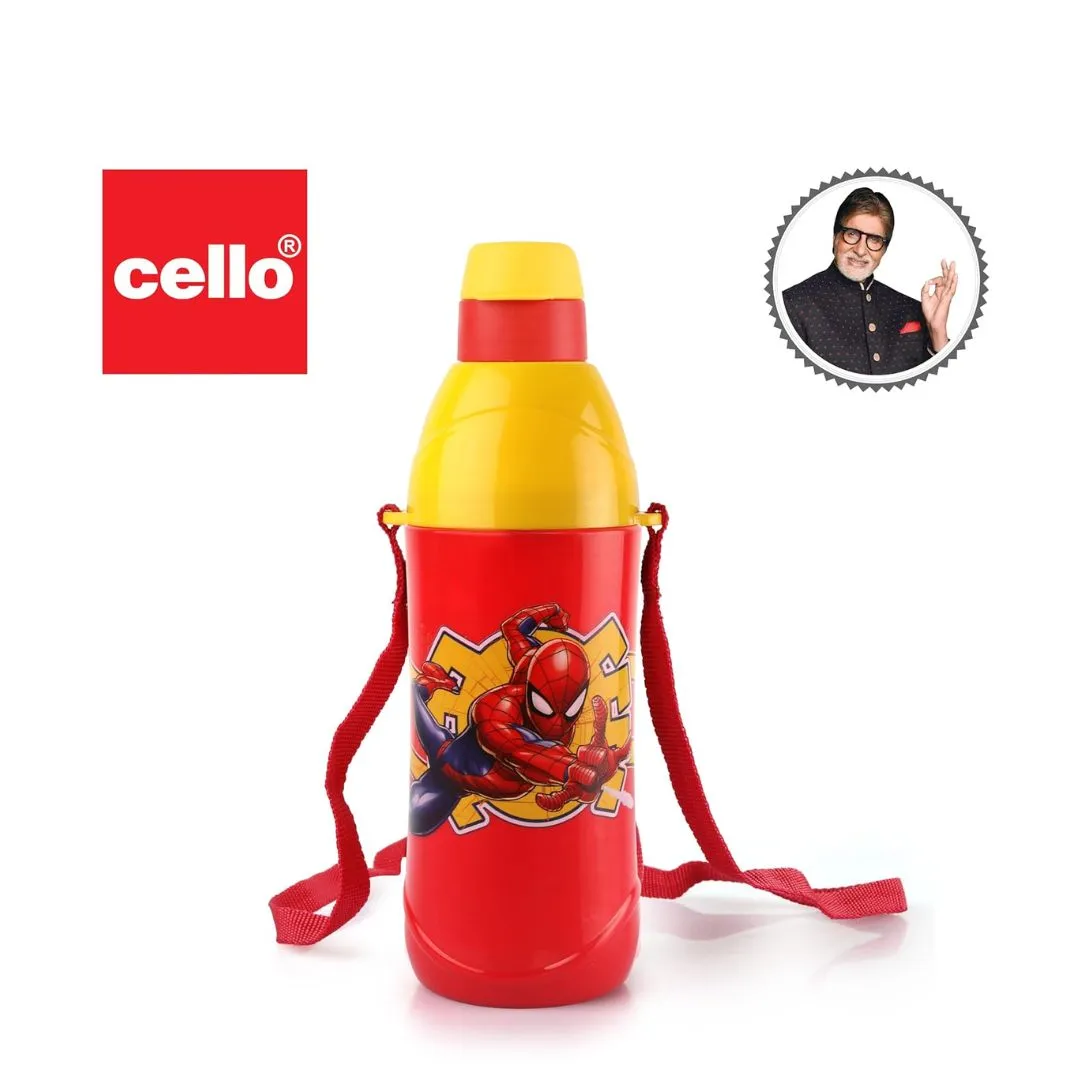 Cello Puro Kids Zee Water Bottle, Stainless Steel (600 ML), Color & Design May Vary