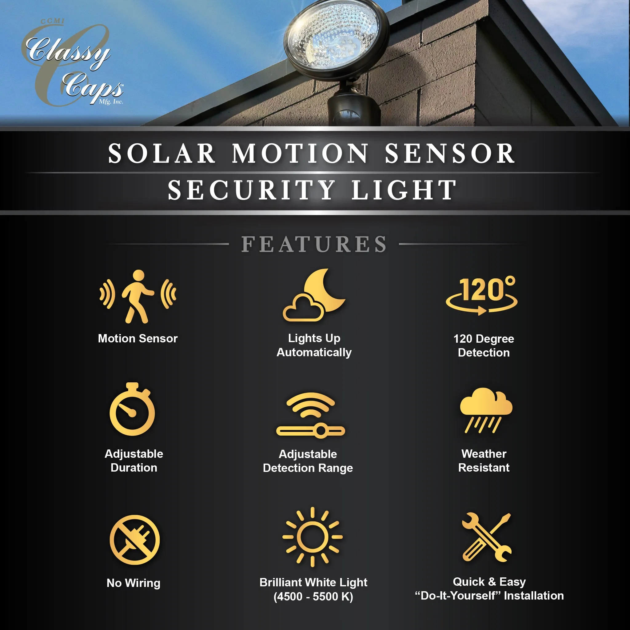 Classy Caps Solar Motion Sensor Security Light SL500