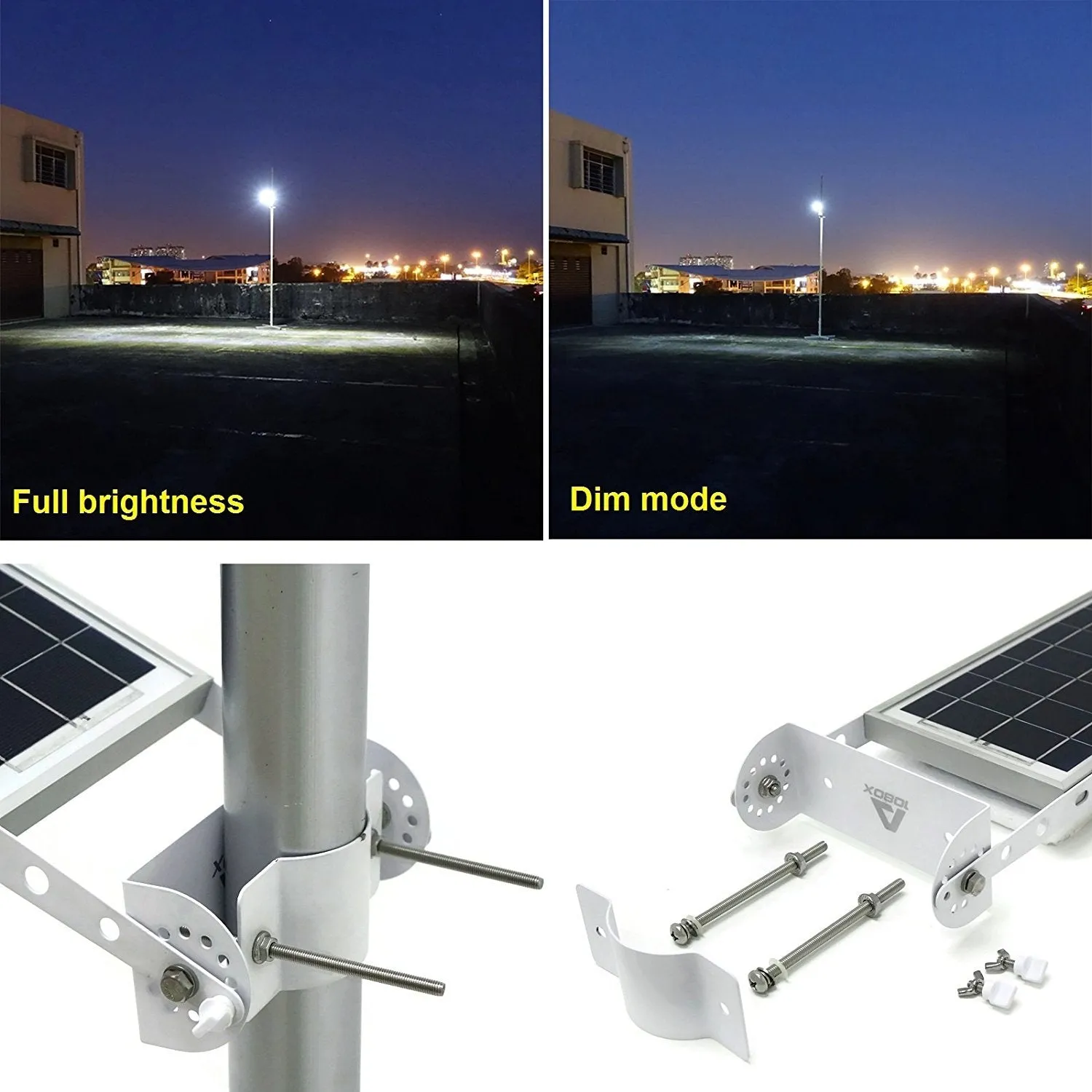 Commercial and Residential Solar LED Street Parking Lot Light, 1300 Lumen, 1 Year Warranty