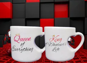 Copy WideBundle of "KING AND QUEEN" COUPLE MATCHING HEART SHAPE INNER CUT COFFEE MUG 300ML - PACK OF 2