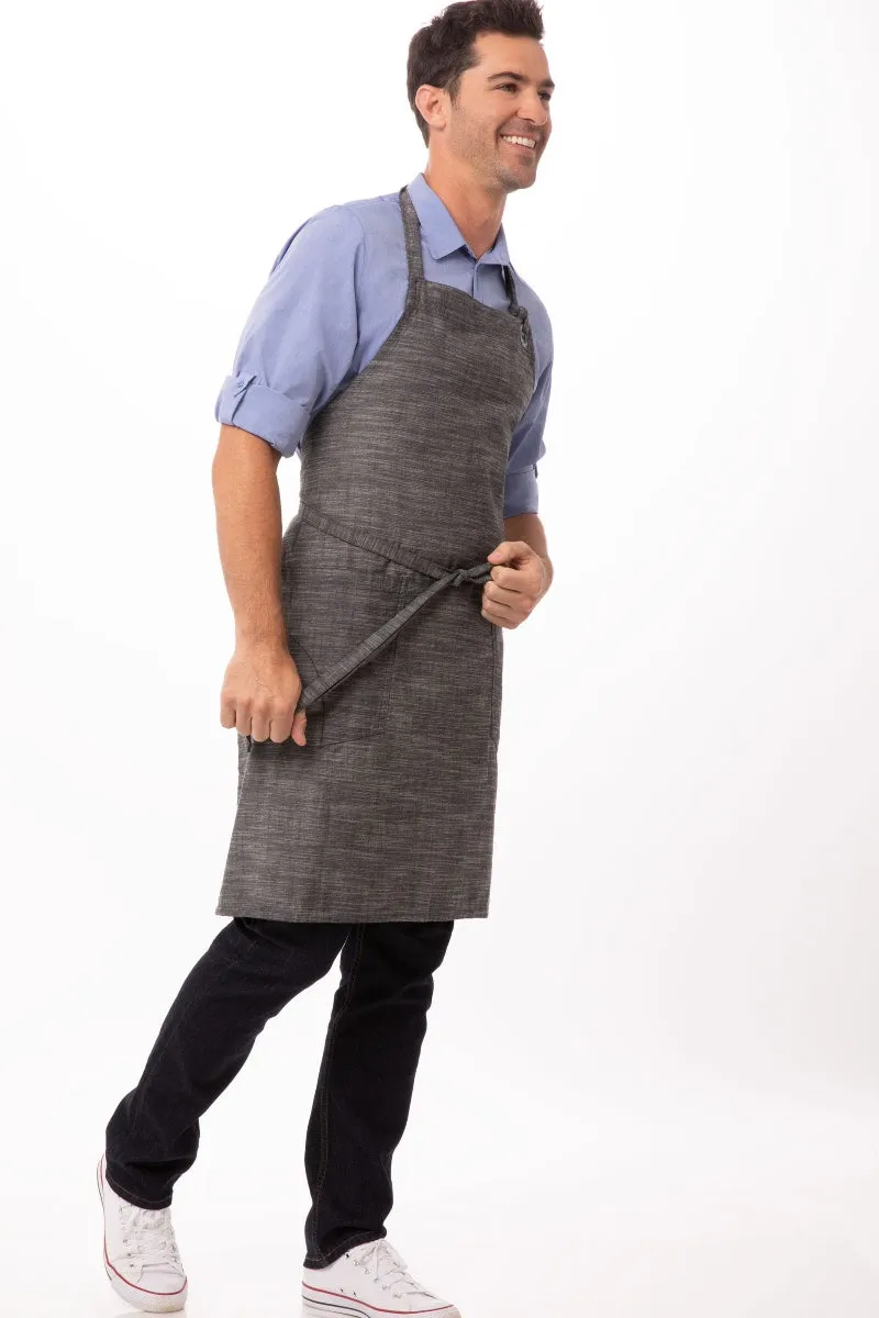 Corvallis Black & Steel Grey Bib Apron