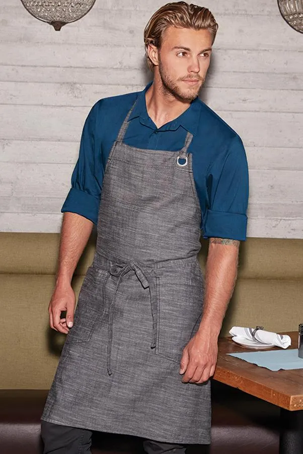 Corvallis Black & Steel Grey Bib Apron