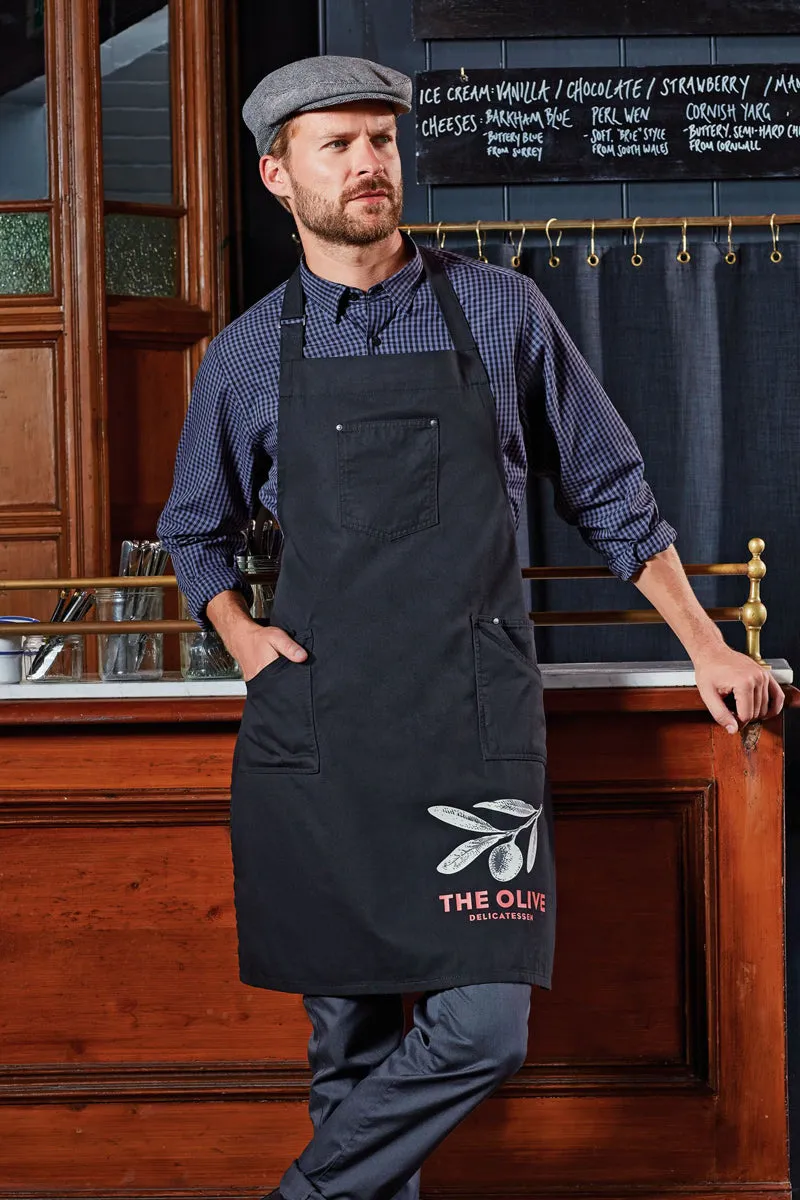 Cotton Chino Adjustable Bib Apron (3 Pocket)