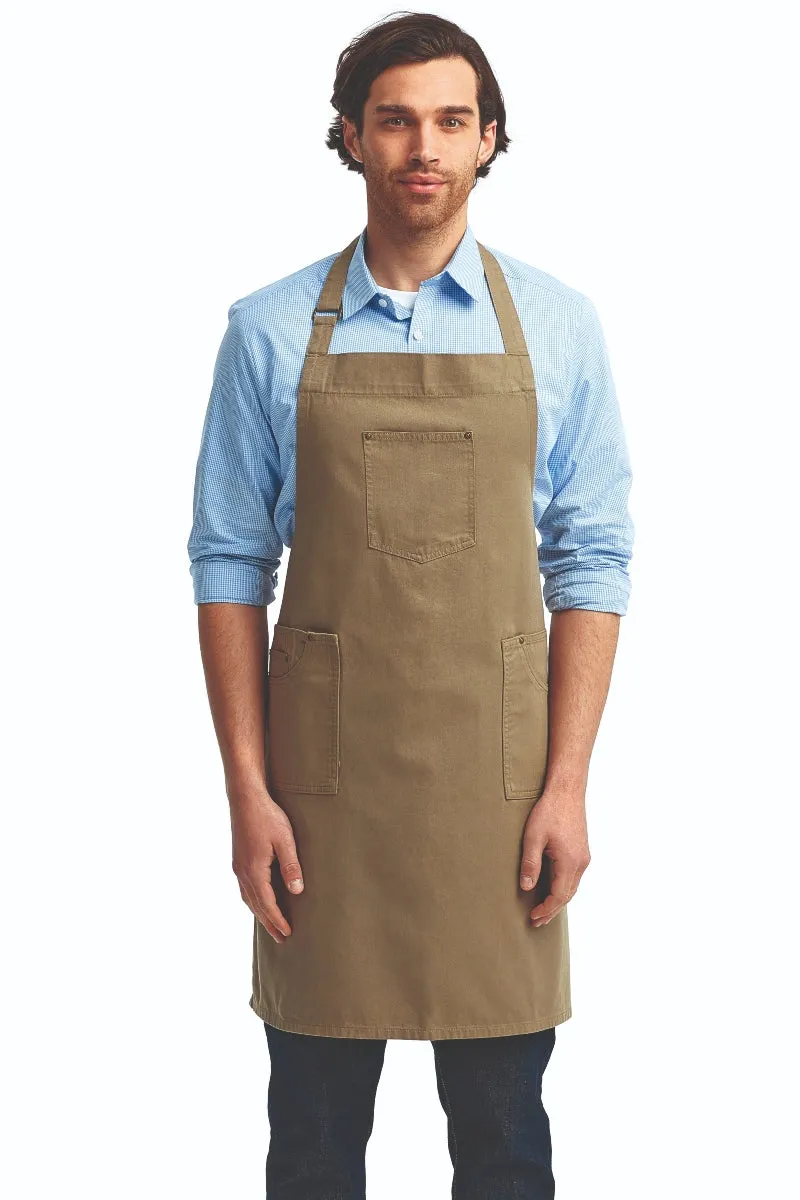 Cotton Chino Adjustable Bib Apron (3 Pocket)