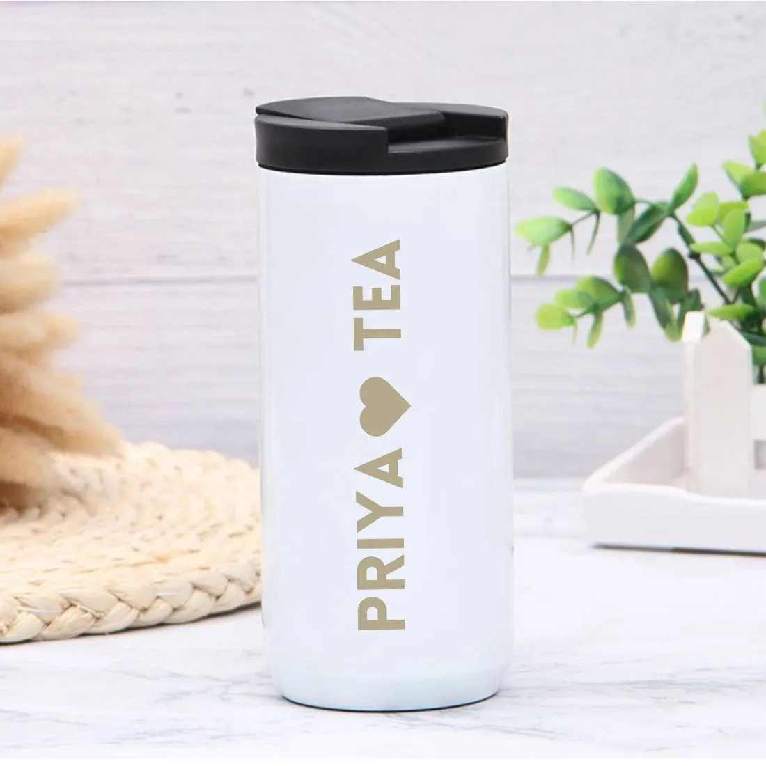 Customized Insulated Coffee Cup Tumbler with Name Engraved Design (400 ML) - TEA