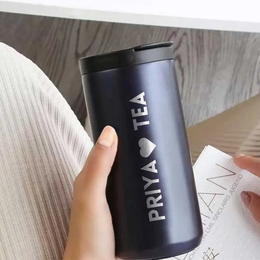 Customized Insulated Coffee Cup Tumbler with Name Engraved Design (400 ML) - TEA