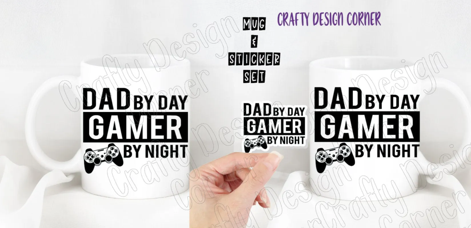 Dad by Day Gamer by Night Mug and Sticker Set, Daddy Mug and Matching Sticker Combo, Dad Mug, Father Mug with Sticker, Gift Set