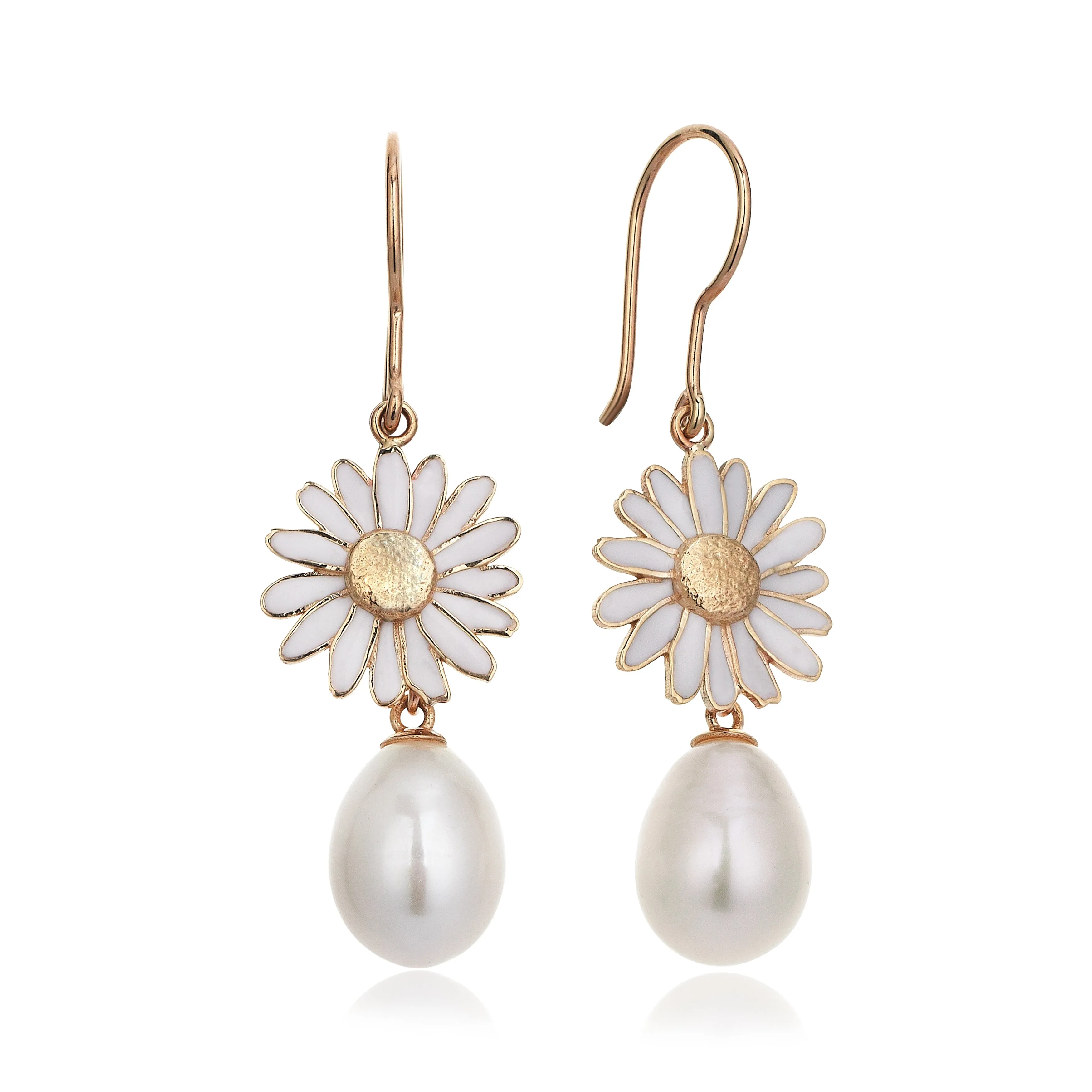 Daisy And Pearl Drop Earrings