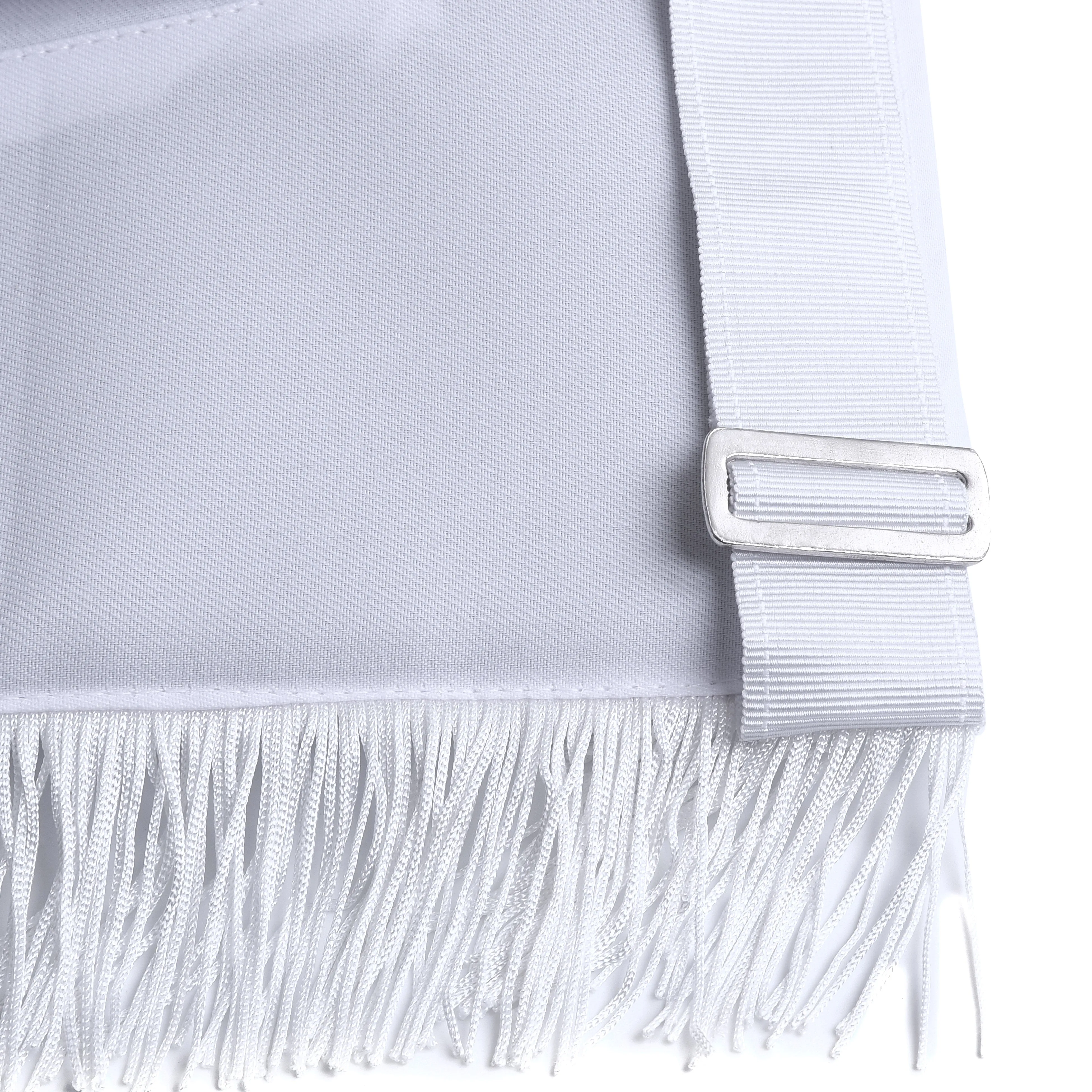 Deputy Grand Master Blue Lodge Apron - All White With Braid & Fringe