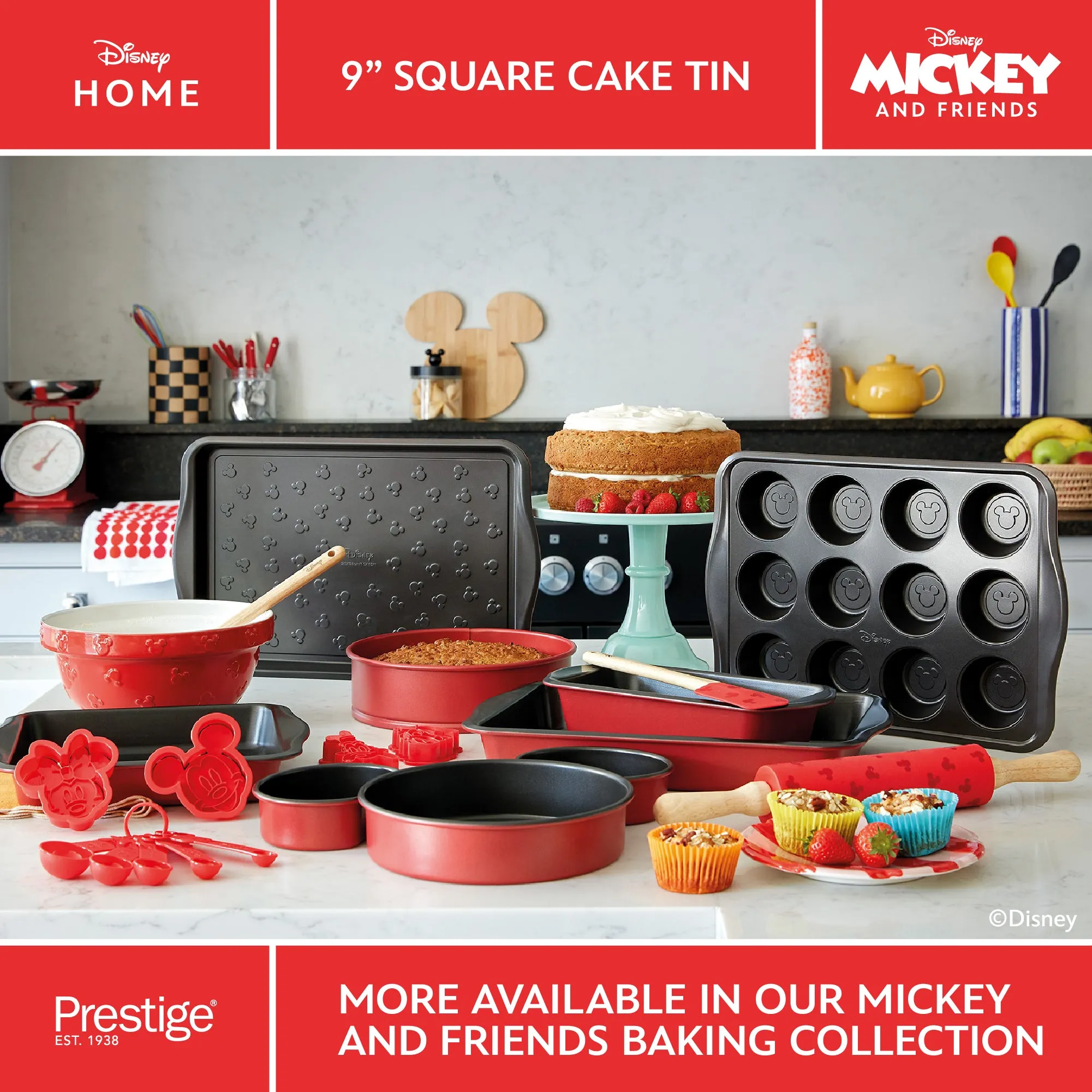 Disney Bake with Mickey: Non-Stick Square Cake Tin - 23cm x 23cm