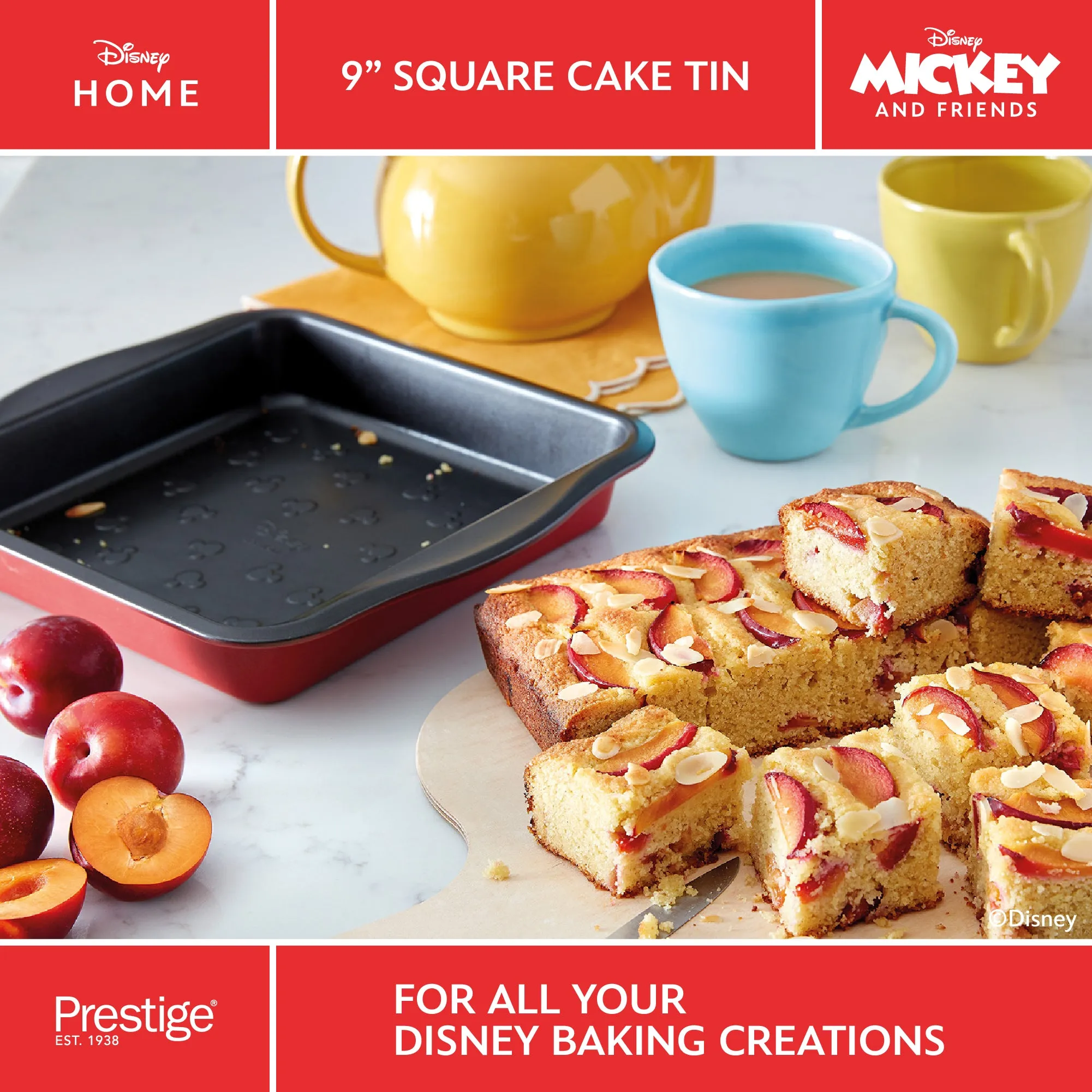 Disney Bake with Mickey: Non-Stick Square Cake Tin - 23cm x 23cm