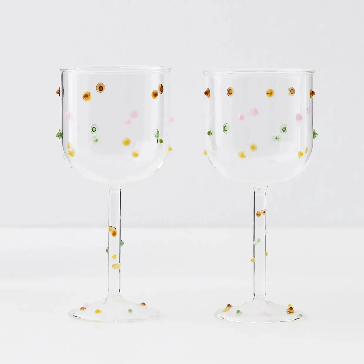 Dotted Wine Glass Clear Set