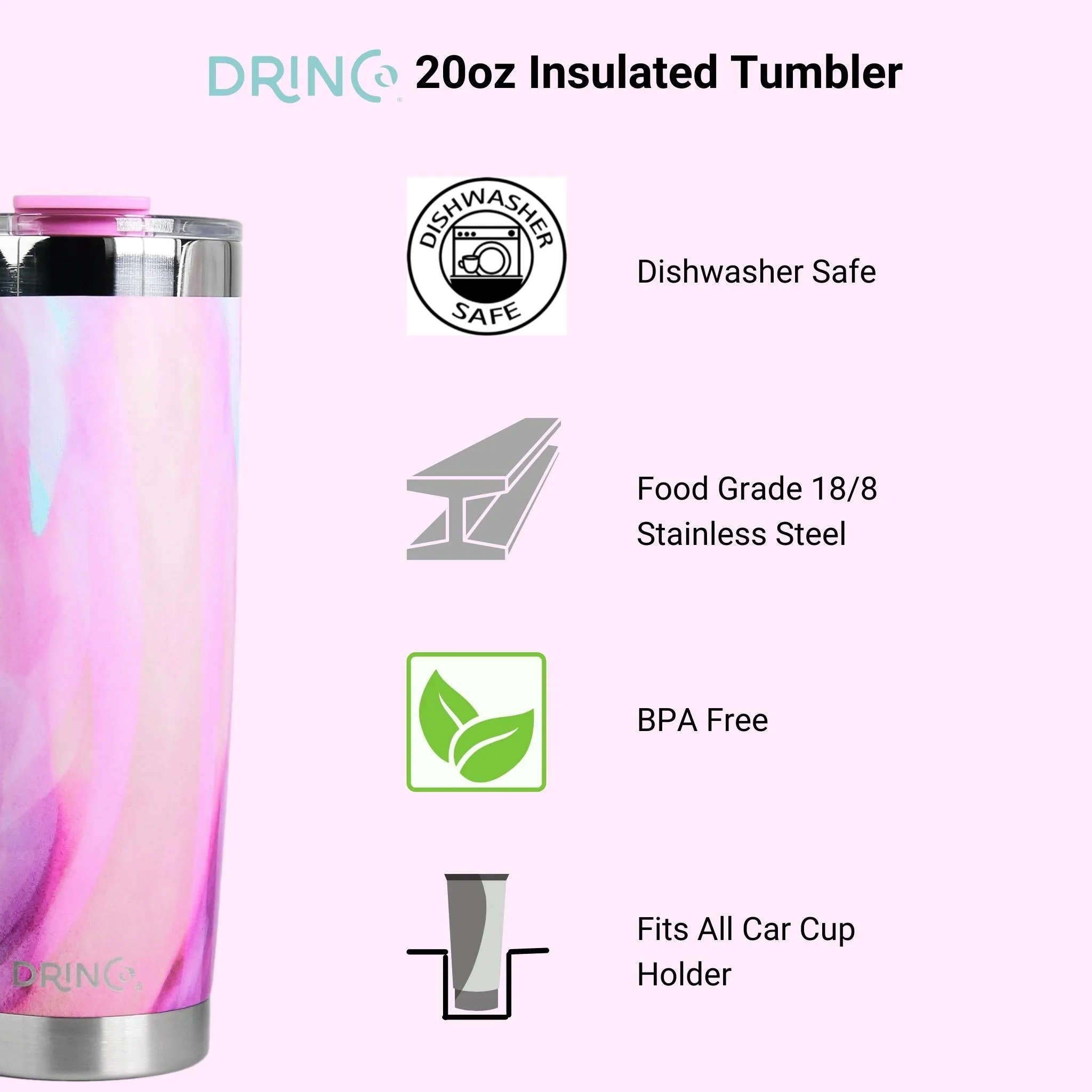 DRINCO®  20oz Insulated Tumbler w/Spill Proof Lid - Galaxy