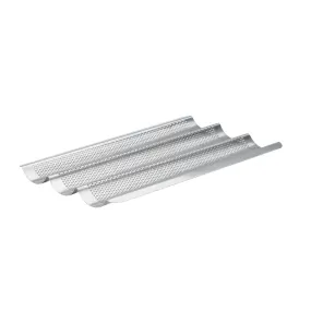 DZ727 De Buyer Perforated Baguette Baking Tray Stainless Steel 245x400mm (Pack 3)