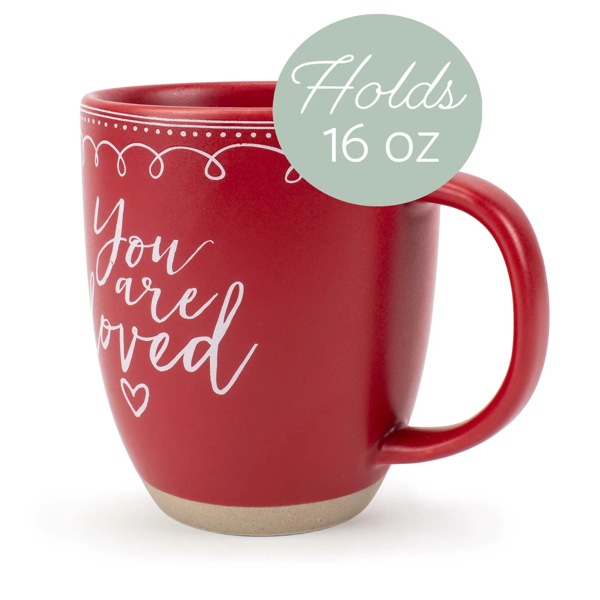 Elanze Designs Loved Raw Clay Bottom Red 13 ounce Ceramic Christmas Coffee Mugs Set of 4