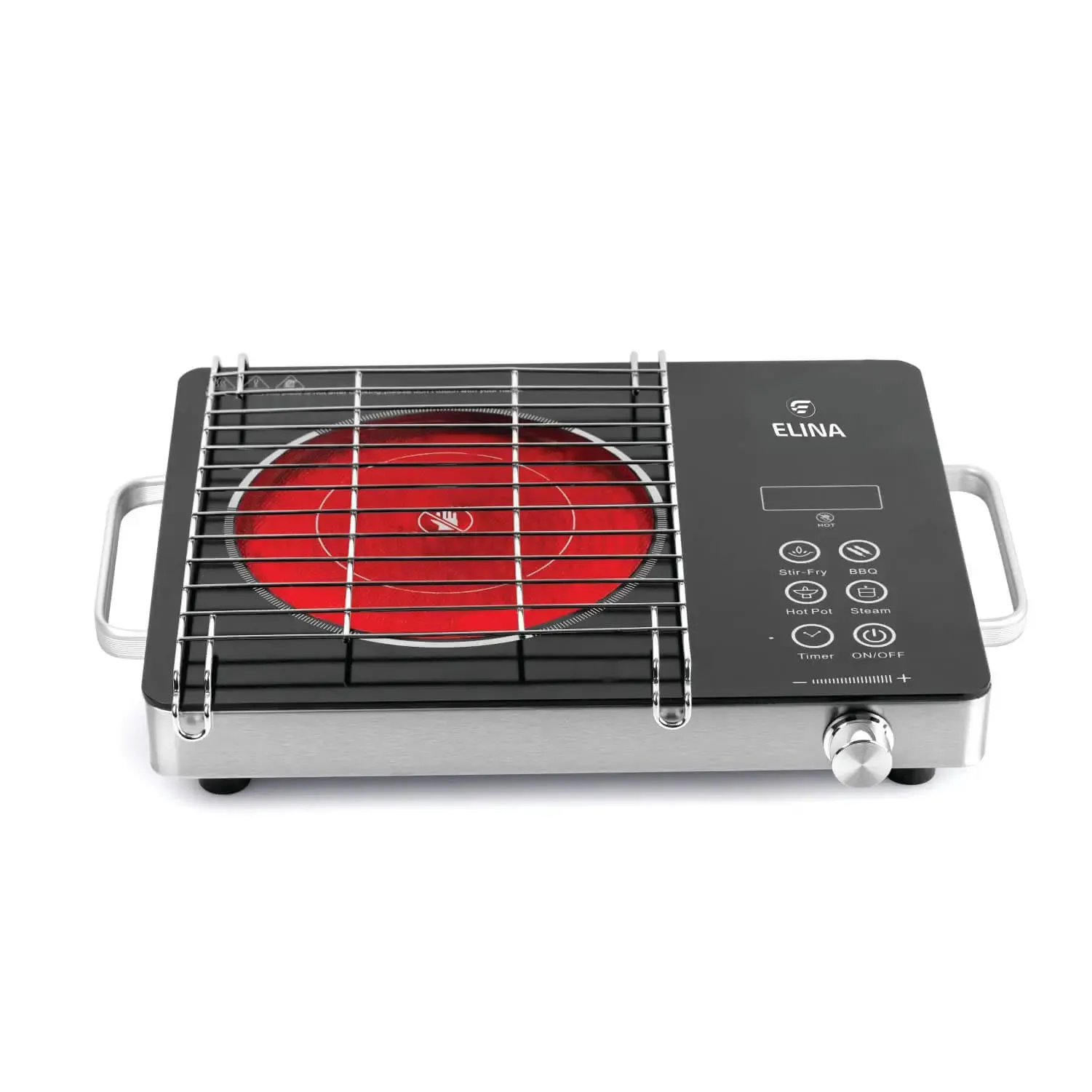 Elina 2200W Radiant Infrared Glass Induction Cook-top with Grill, Touch Panel, Steel Body