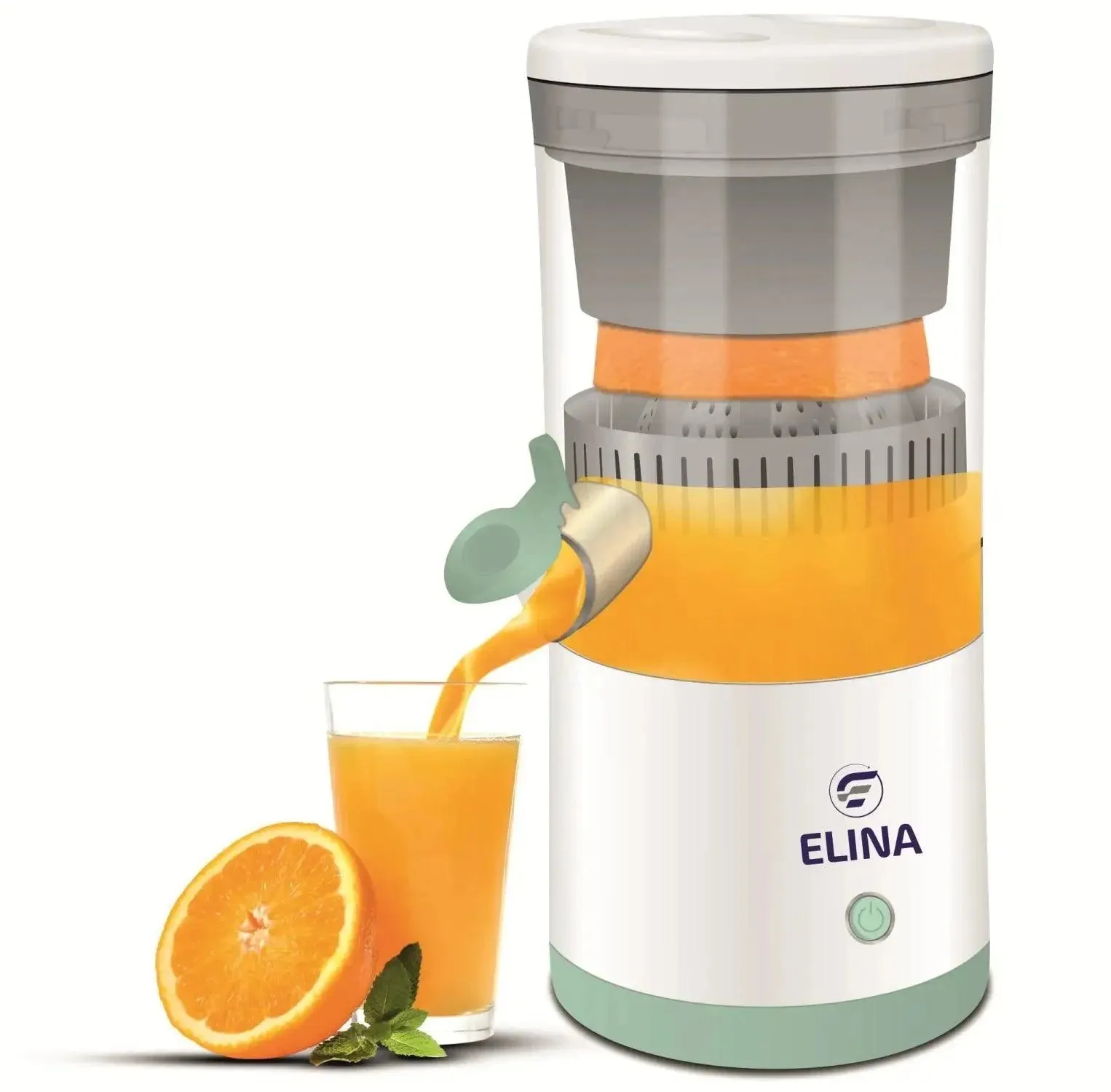 Elina USB Rechargeable Portable Citrus Slow Juicer, White