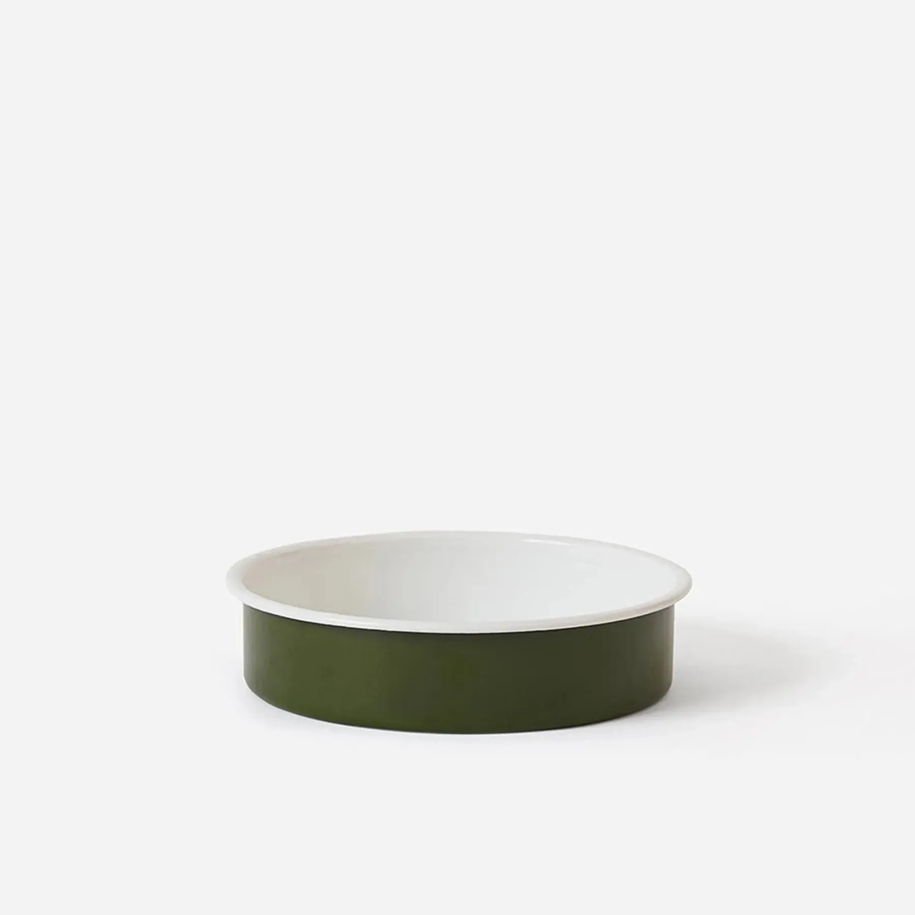 Enamel Round Baking Tray Small - Olive/White