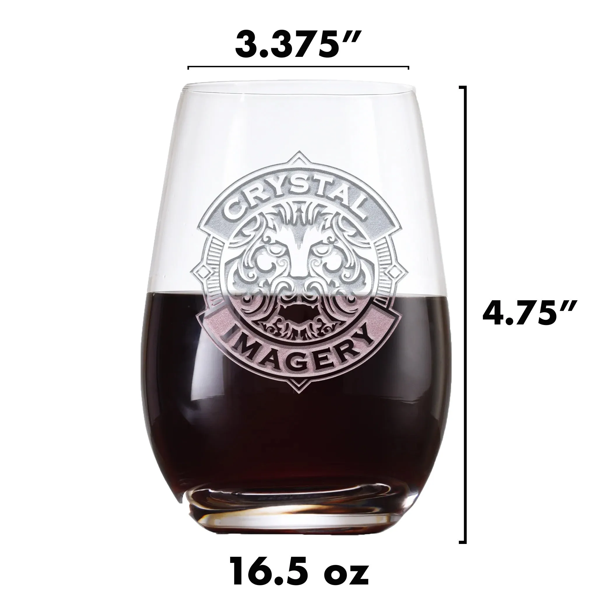 Engraved Stemless Wine Glass Tumbler by Crystal Imagery