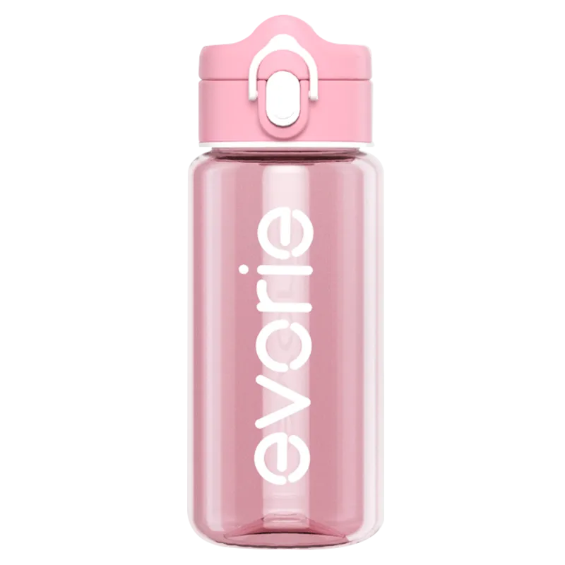 Evorie Tritan Kids Drinking Spout Water Bottle 380mL, Classic Pink