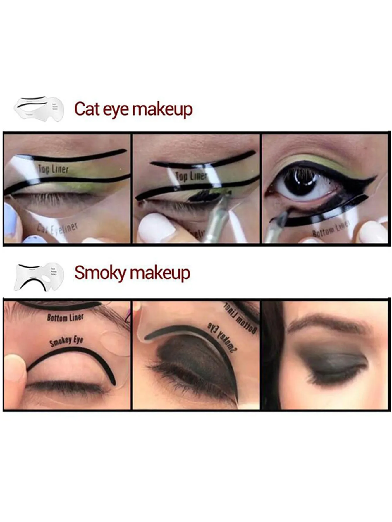 Eyeliner Stencils,10Pcs Reusable Eyeliner Stencil Template For Eye Makeup