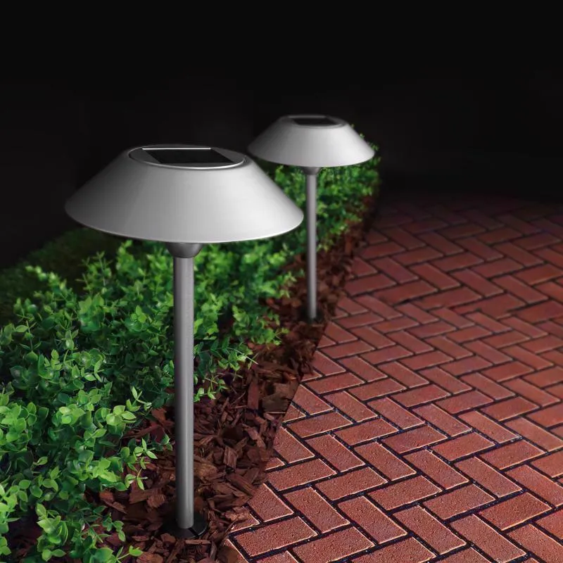 Feit OneSync Brushed Nickel Solar Powered 40 W LED Pathway Light 2 pk