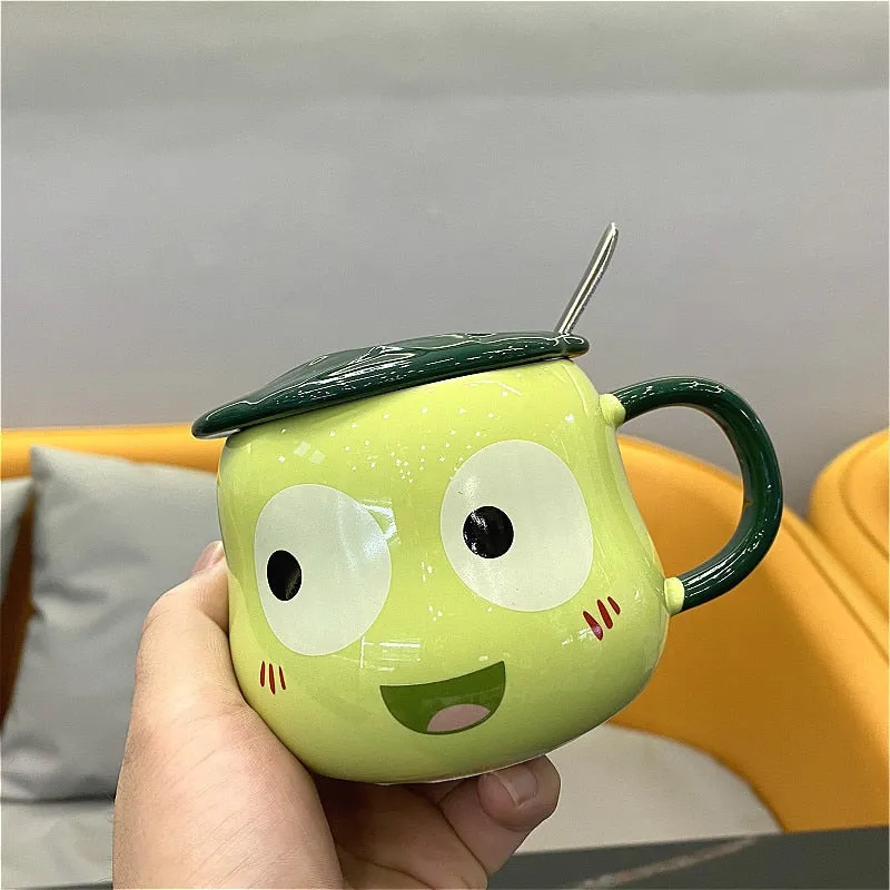 Frog Mug With Lid & Spoon