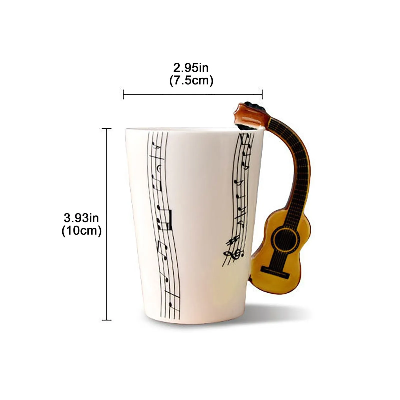 Funki Buys | Mugs | Guitar Handle Mug | Hand-Painted Musical Notes