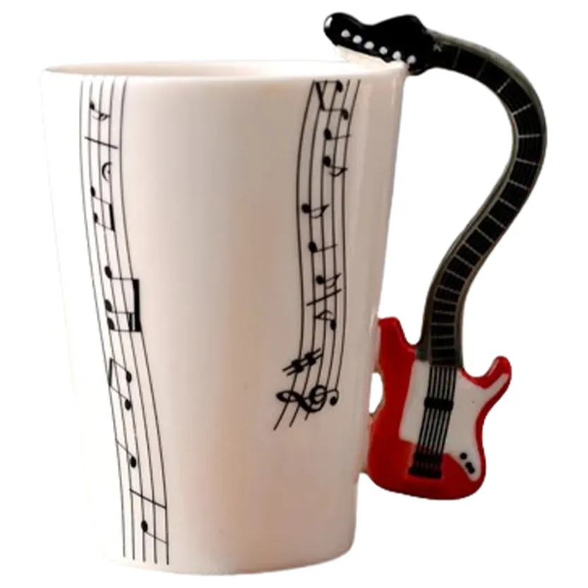 Funki Buys | Mugs | Guitar Handle Mug | Hand-Painted Musical Notes