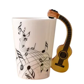 Funki Buys | Mugs | Guitar Handle Mug | Hand-Painted Musical Notes