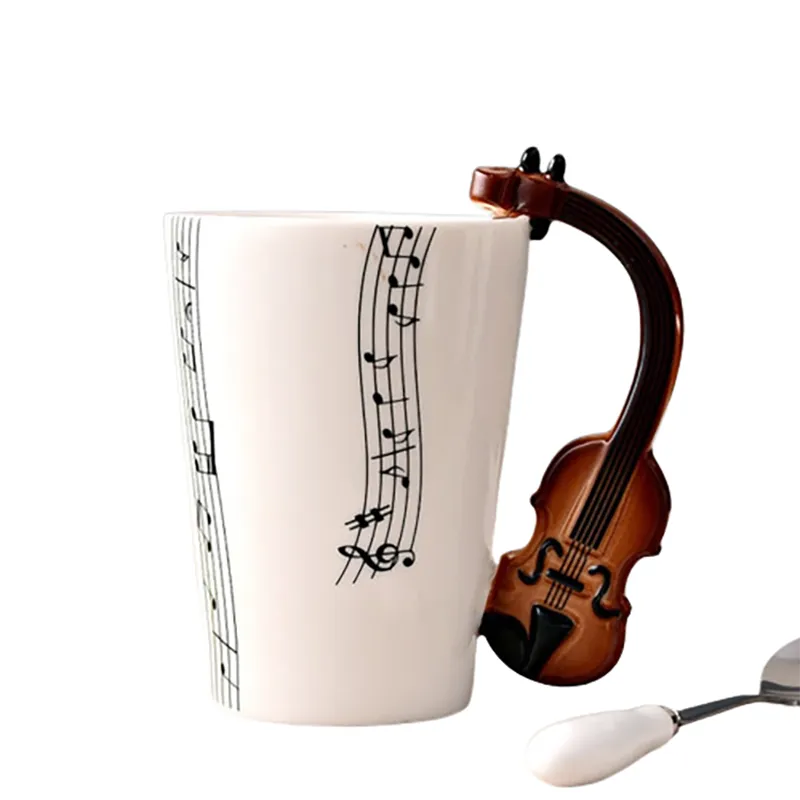 Funki Buys | Mugs | Guitar Handle Mug | Hand-Painted Musical Notes