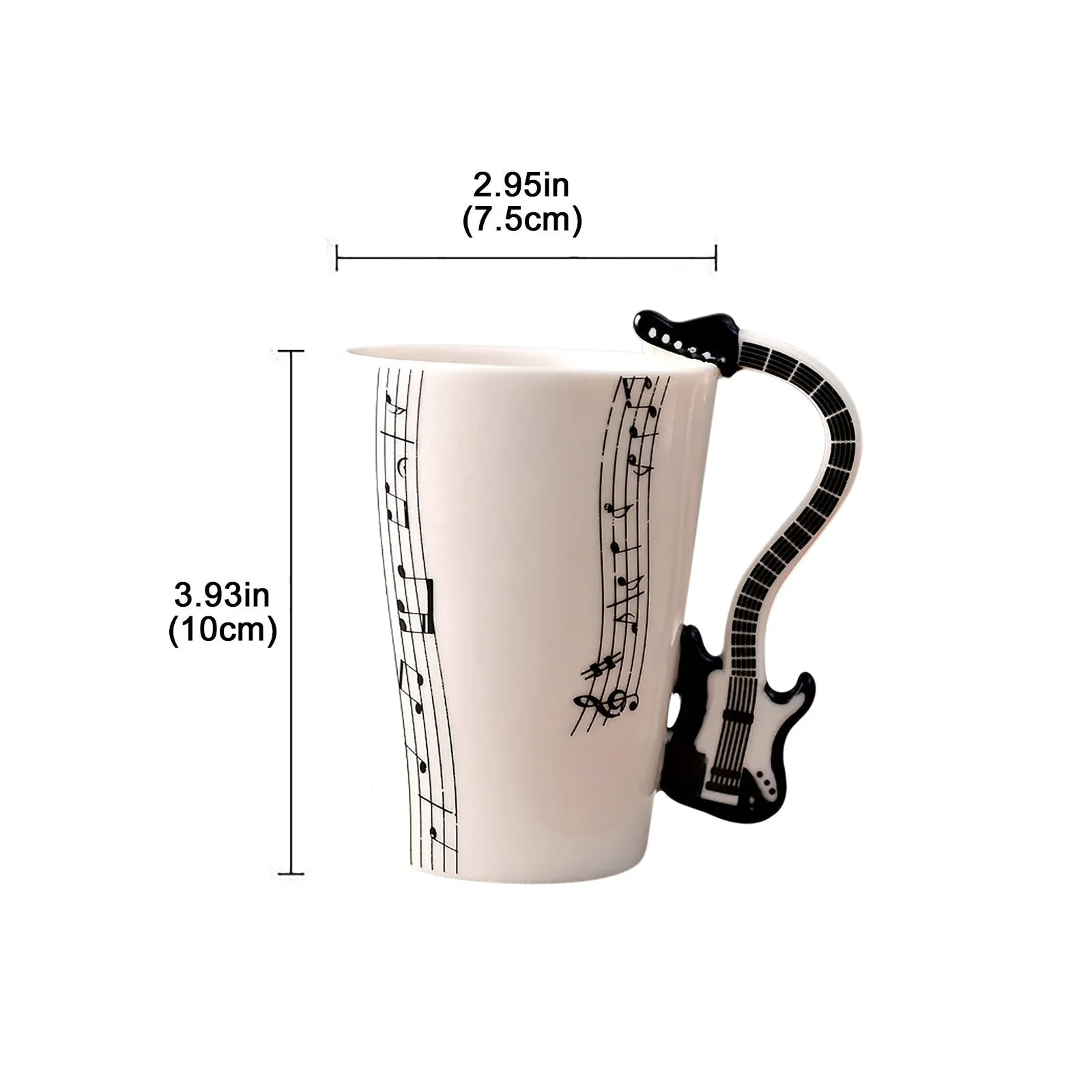 Funki Buys | Mugs | Guitar Handle Mug | Hand-Painted Musical Notes