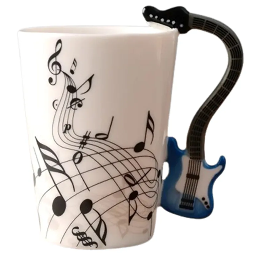 Funki Buys | Mugs | Guitar Handle Mug | Hand-Painted Musical Notes