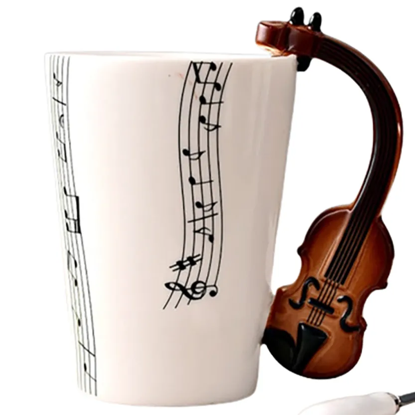 Funki Buys | Mugs | Guitar Handle Mug | Hand-Painted Musical Notes