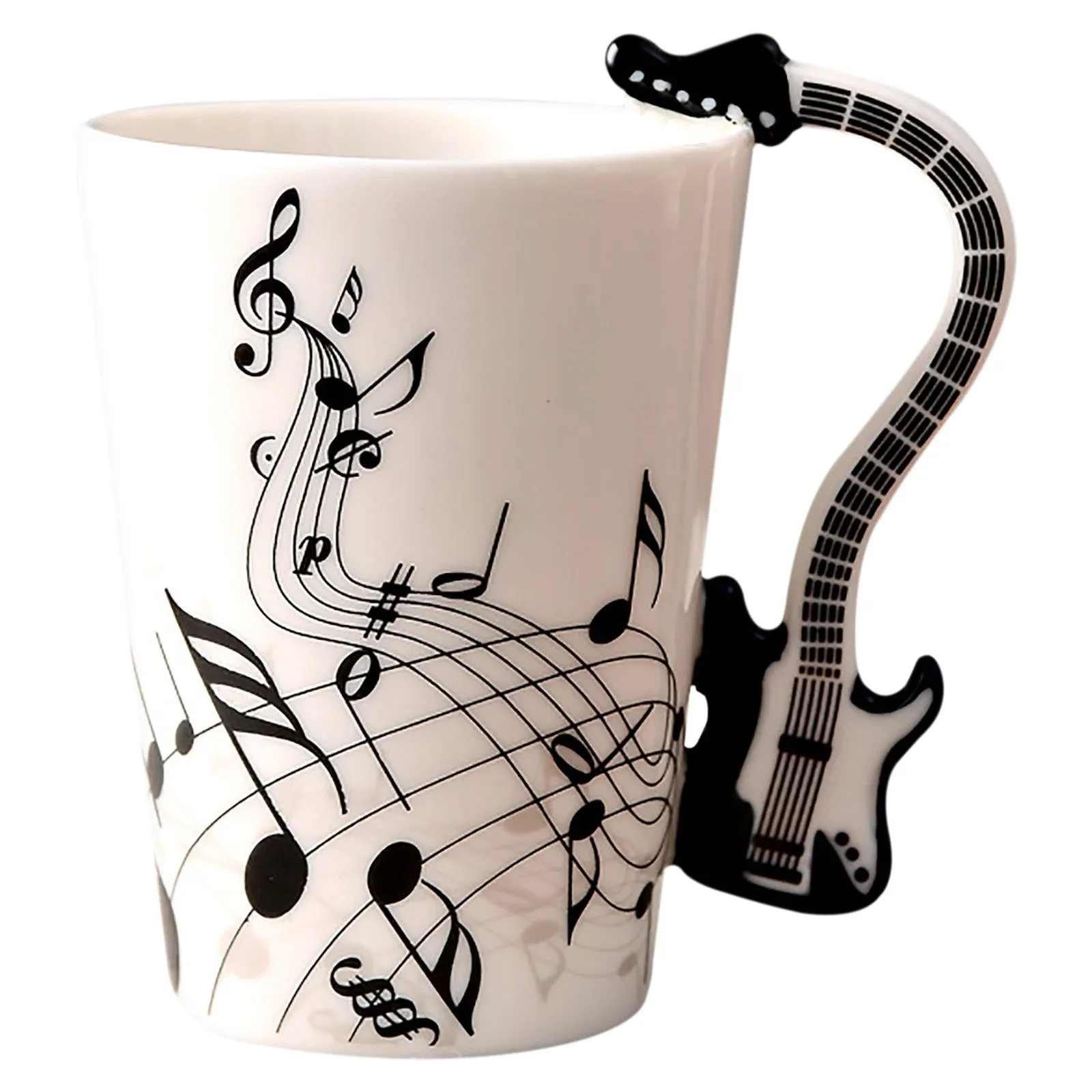 Funki Buys | Mugs | Guitar Handle Mug | Hand-Painted Musical Notes