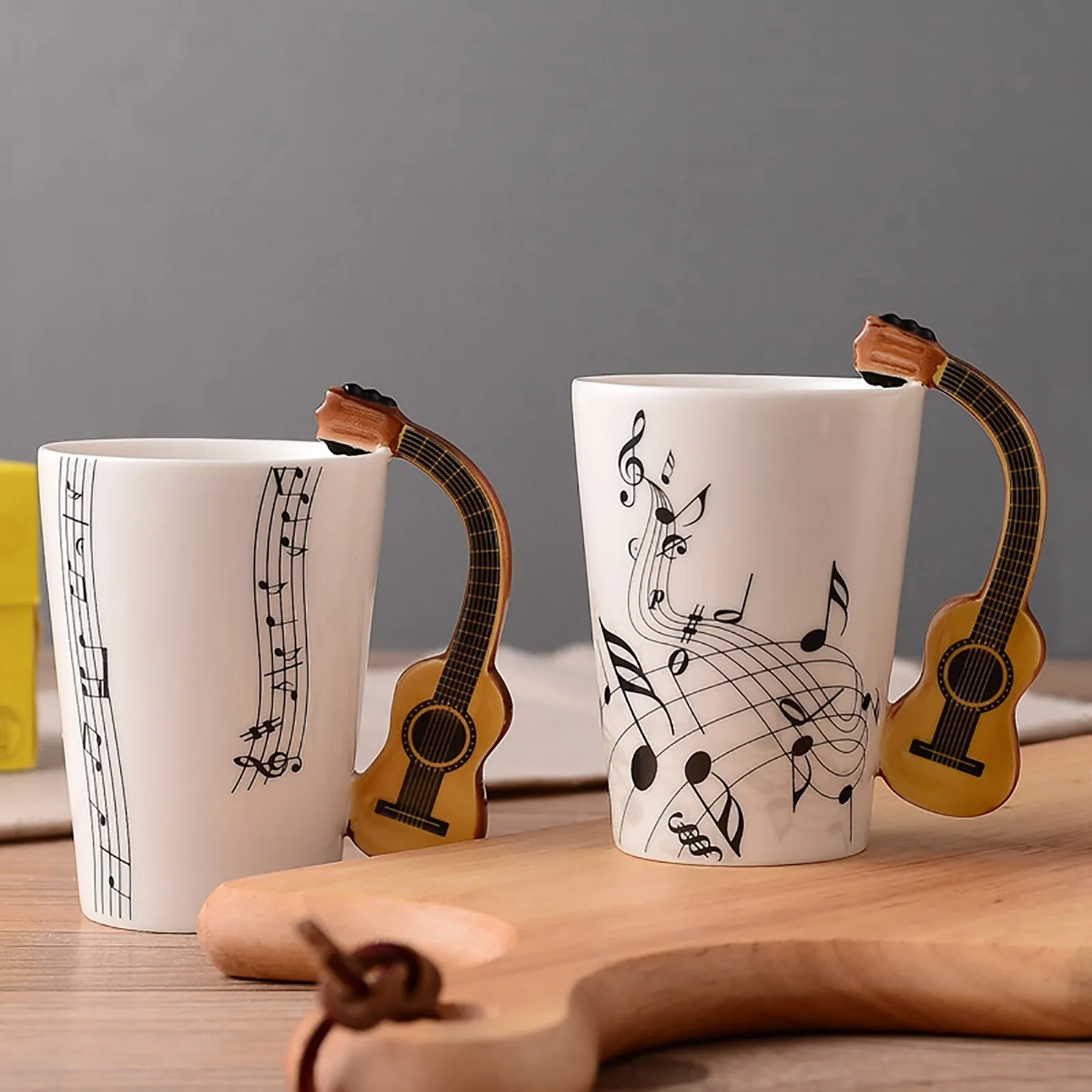 Funki Buys | Mugs | Guitar Handle Mug | Hand-Painted Musical Notes