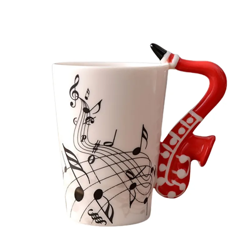 Funki Buys | Mugs | Guitar Handle Mug | Hand-Painted Musical Notes