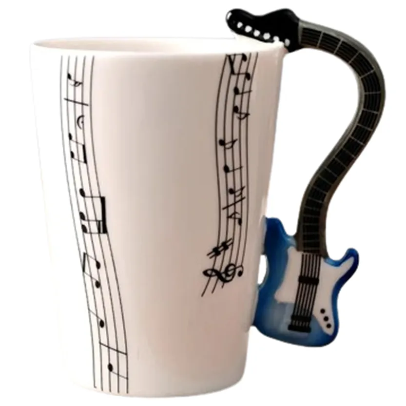 Funki Buys | Mugs | Guitar Handle Mug | Hand-Painted Musical Notes