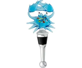 Glass Blue Crab Bottle Stopper Coastal Collection