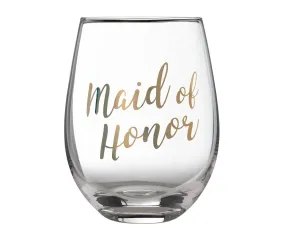 Gold Maid of Honor Stemless Wine Glass