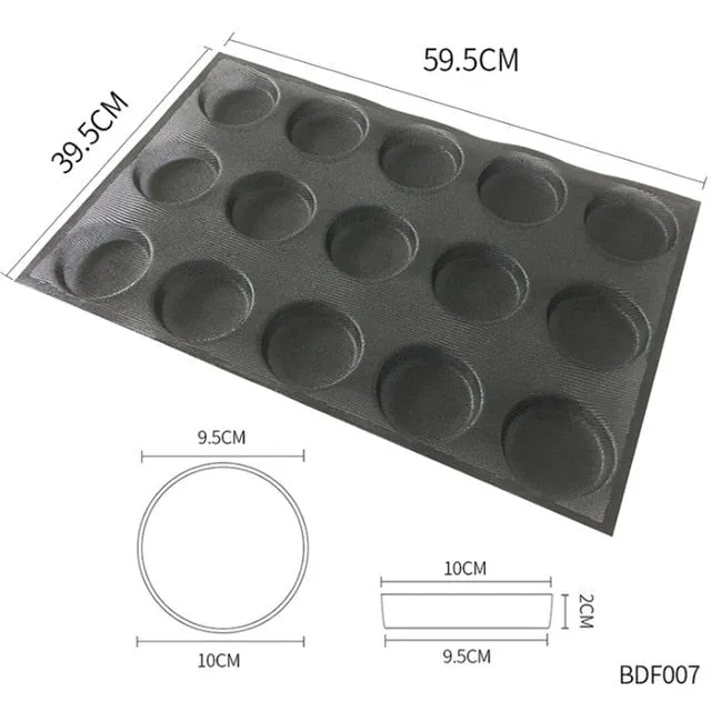 Goldbaking Silicone Bun Bread Forms Non Stick Baking Sheets Perforated Hamburger Molds Muffin Pan Tray