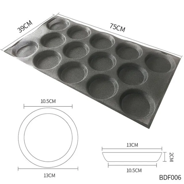 Goldbaking Silicone Bun Bread Forms Non Stick Baking Sheets Perforated Hamburger Molds Muffin Pan Tray