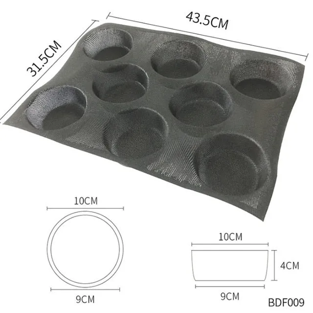 Goldbaking Silicone Bun Bread Forms Non Stick Baking Sheets Perforated Hamburger Molds Muffin Pan Tray